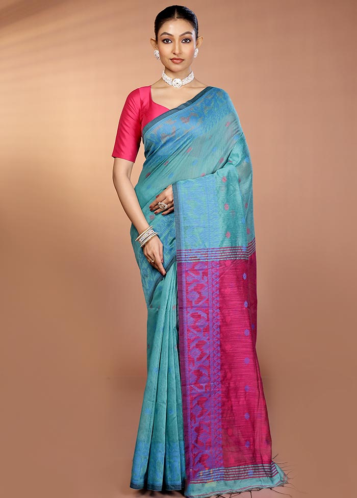 Green Matka Silk Saree With Blouse Piece