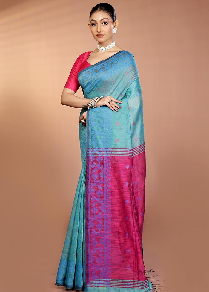 Green Matka Silk Saree With Blouse Piece