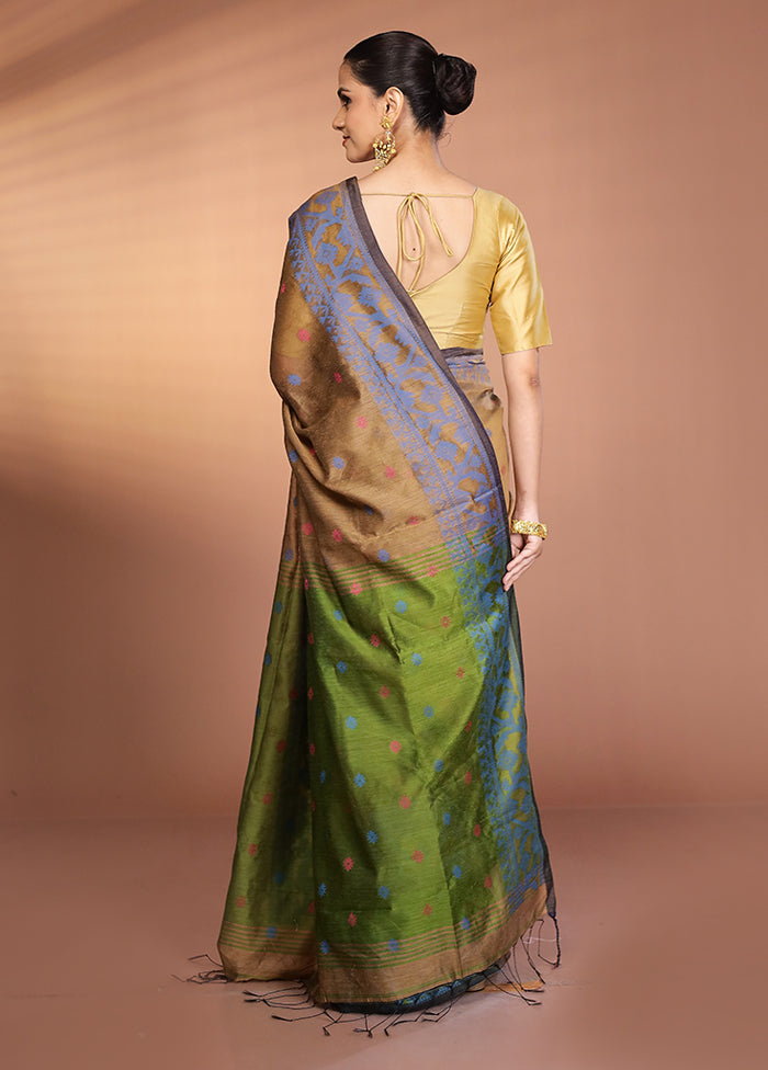 Cream Matka Silk Saree With Blouse Piece