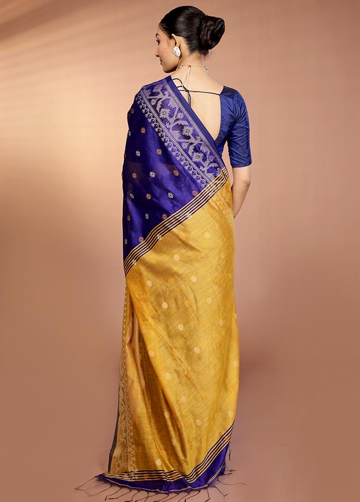 Blue Matka Silk Saree With Blouse Piece