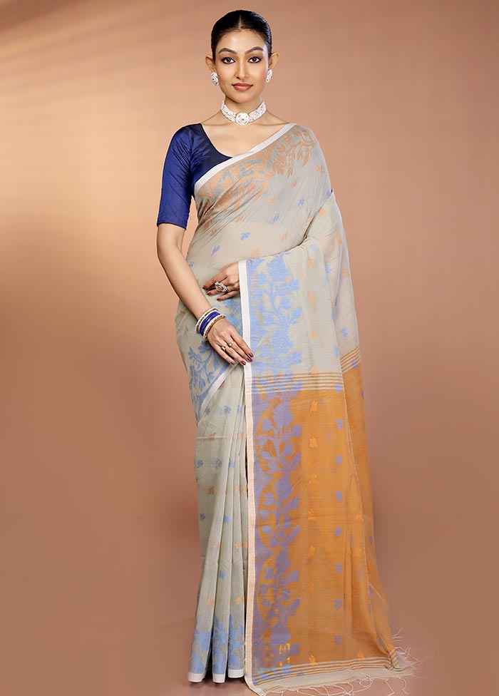 Cream Matka Silk Saree With Blouse Piece