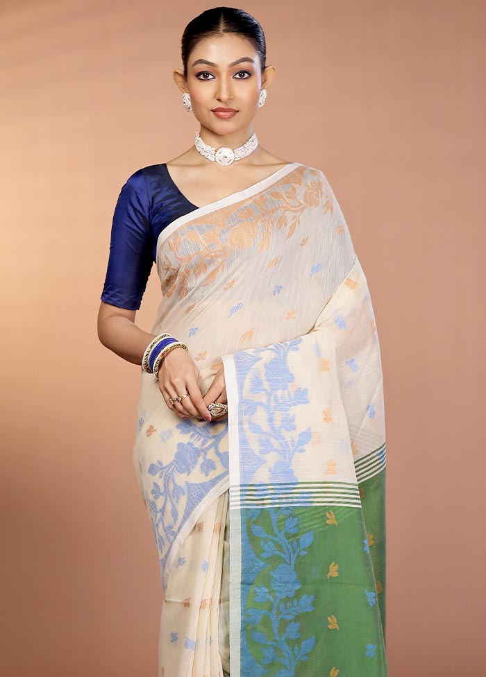 White Matka Silk Saree With Blouse Piece