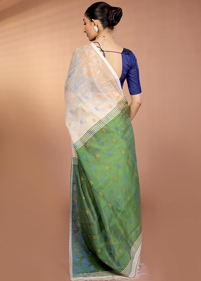 White Matka Silk Saree With Blouse Piece
