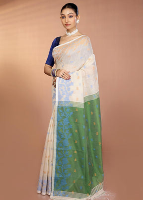 White Matka Silk Saree With Blouse Piece