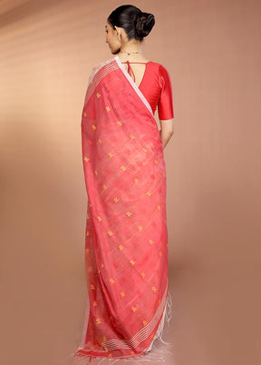 Cream Matka Silk Saree With Blouse Piece
