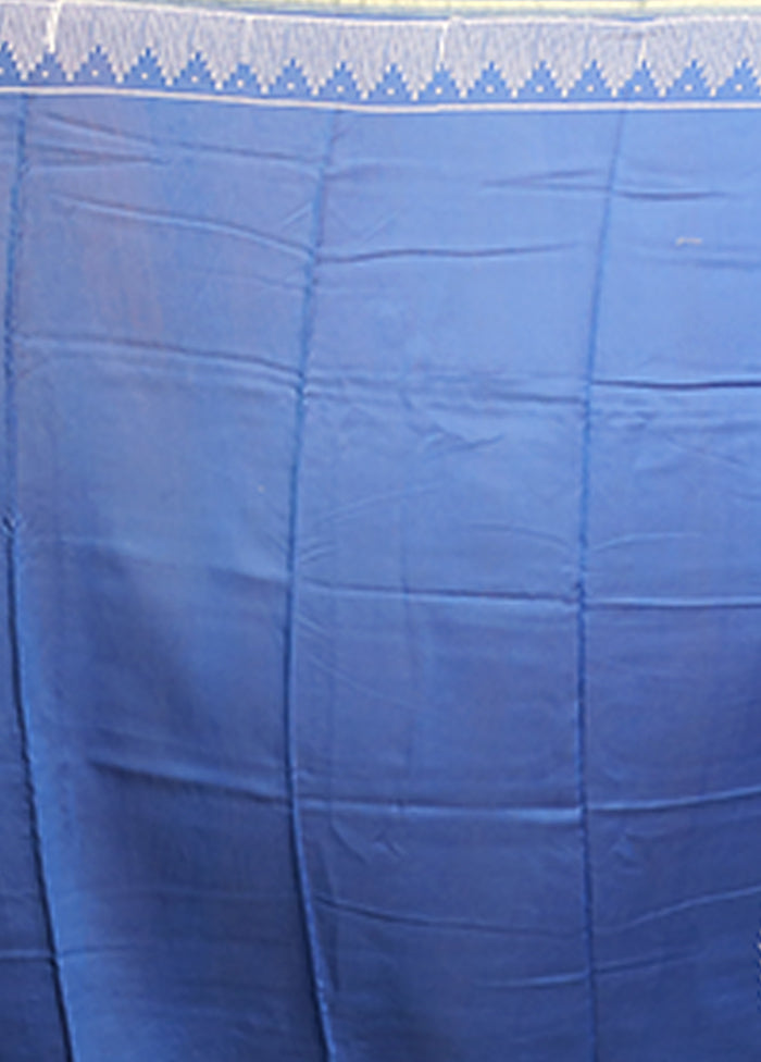 Blue Chanderi Silk Saree With Blouse Piece