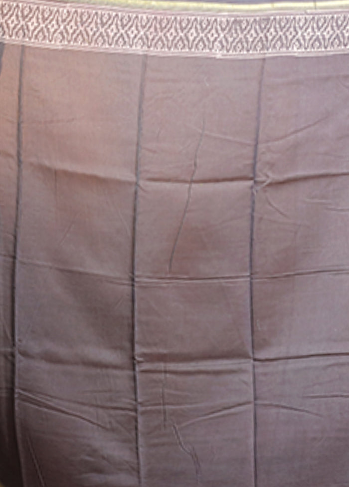 Grey Chanderi Silk Saree With Blouse Piece