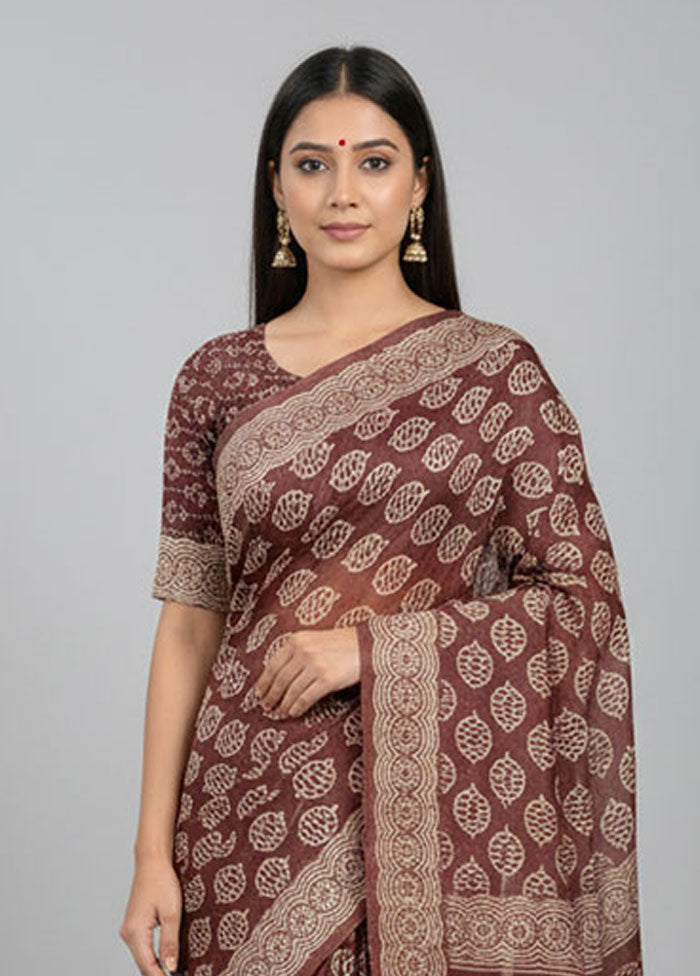 Maroon Chanderi Silk Saree With Blouse Piece