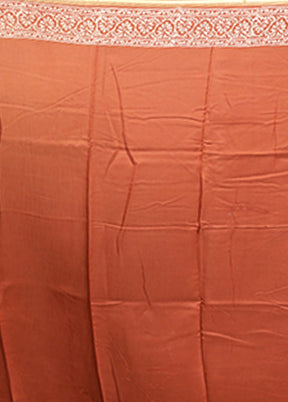 Rust Chanderi Silk Saree With Blouse Piece