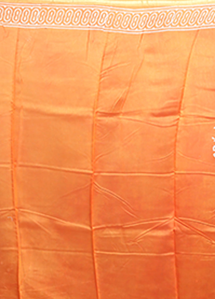 Orange Chanderi Silk Saree With Blouse Piece