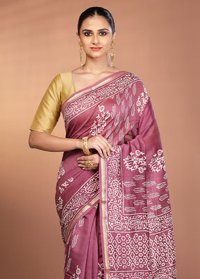 Purple Chanderi Silk Saree With Blouse Piece