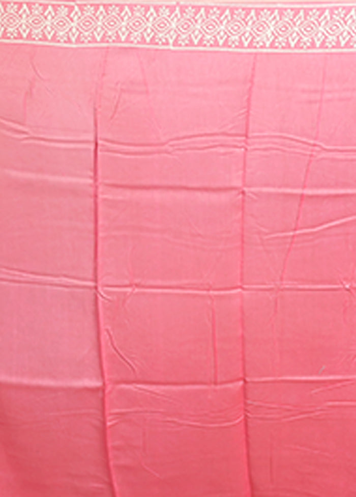 Pink Chanderi Silk Saree With Blouse Piece