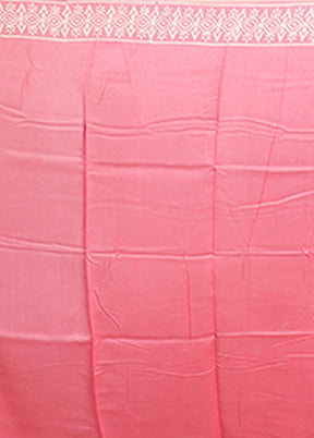 Pink Chanderi Silk Saree With Blouse Piece
