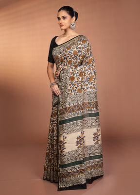 Cream Chanderi Silk Saree With Blouse Piece