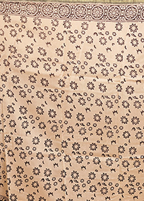 Cream Chanderi Silk Saree With Blouse Piece