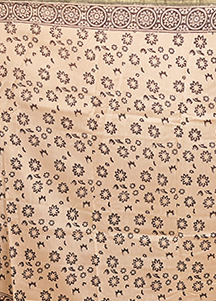 Cream Chanderi Silk Saree With Blouse Piece