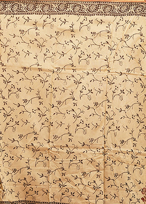Cream Chanderi Silk Saree With Blouse Piece