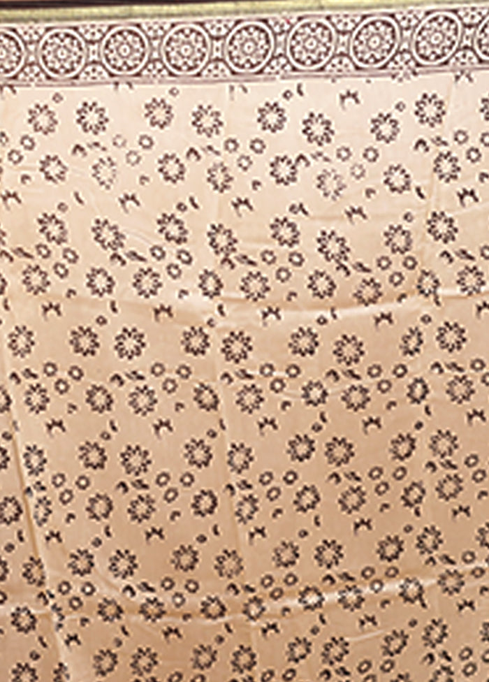 Cream Chanderi Silk Saree With Blouse Piece