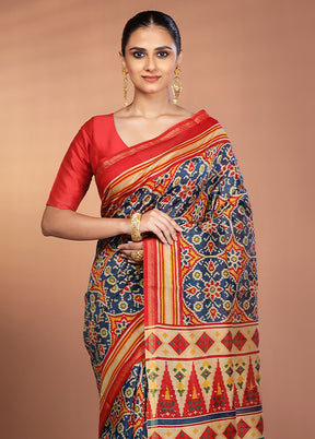 Multicolor Chanderi Silk Saree With Blouse Piece
