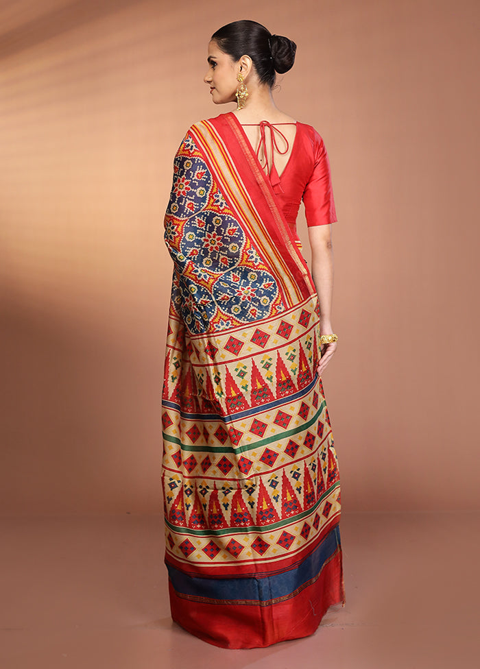 Multicolor Chanderi Silk Saree With Blouse Piece