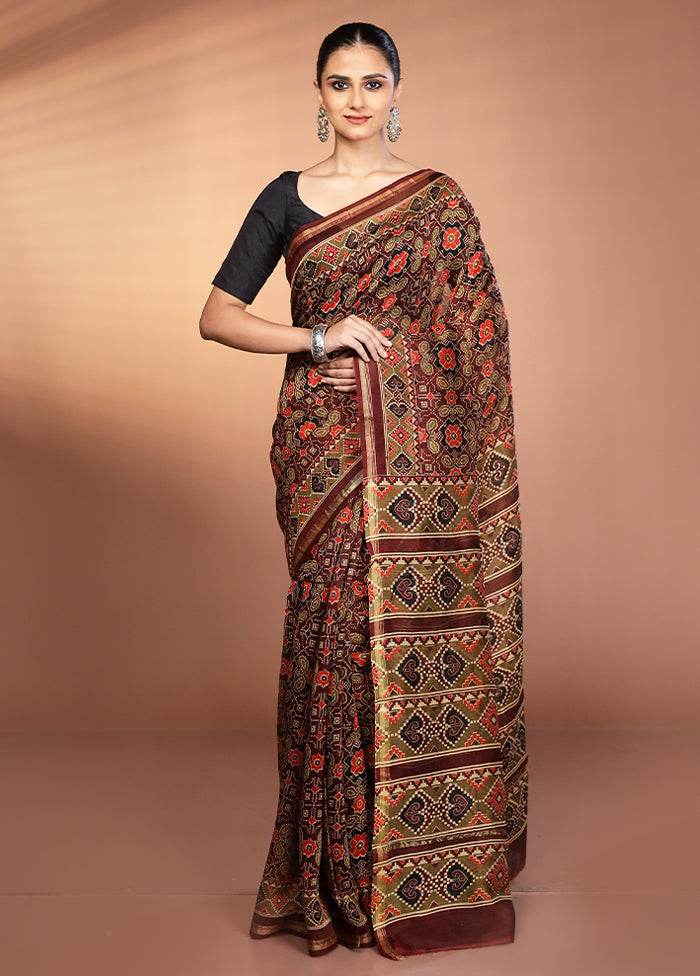 Multicolor Chanderi Silk Saree With Blouse Piece