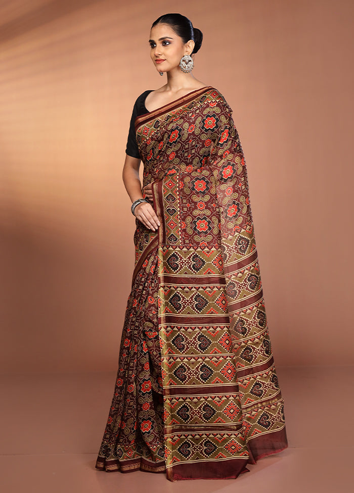Multicolor Chanderi Silk Saree With Blouse Piece