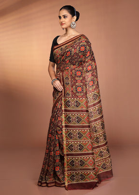 Multicolor Chanderi Silk Saree With Blouse Piece