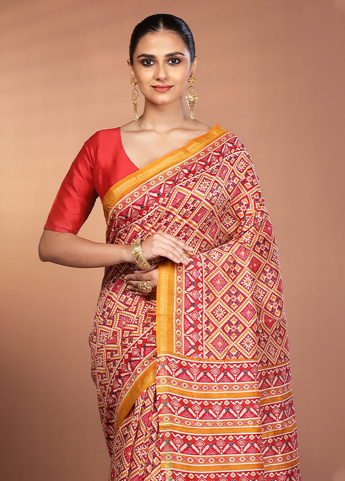 Multicolor Chanderi Silk Saree With Blouse Piece