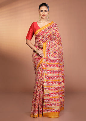 Multicolor Chanderi Silk Saree With Blouse Piece