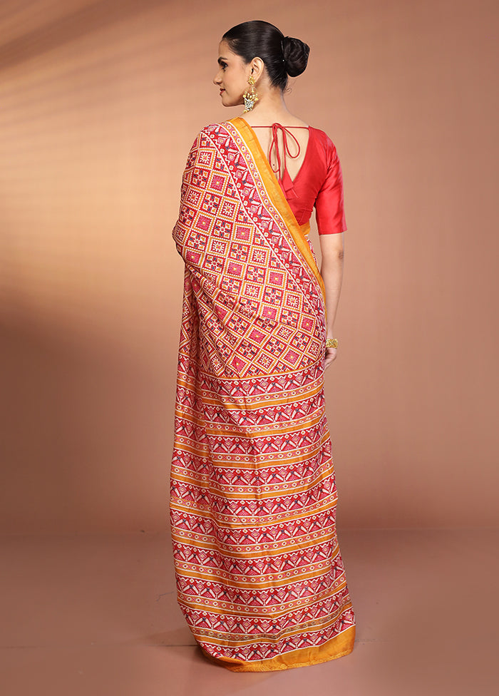 Multicolor Chanderi Silk Saree With Blouse Piece