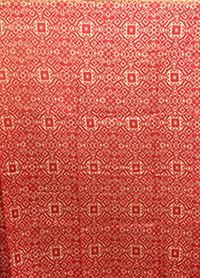Red Chanderi Silk Saree With Blouse Piece
