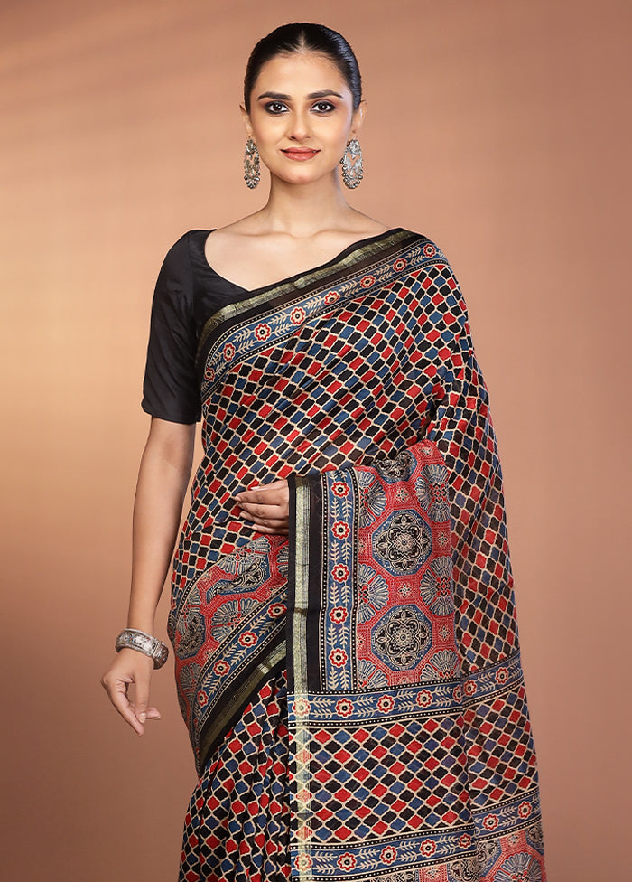Multicolor Chanderi Silk Saree With Blouse Piece
