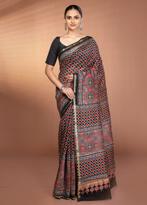 Multicolor Chanderi Silk Saree With Blouse Piece