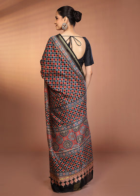 Multicolor Chanderi Silk Saree With Blouse Piece