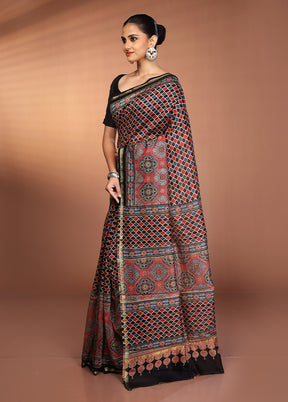 Multicolor Chanderi Silk Saree With Blouse Piece