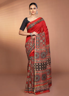 Multicolor Chanderi Silk Saree With Blouse Piece