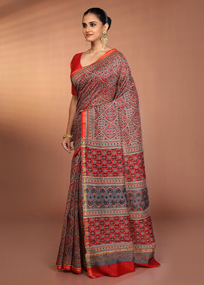 Multicolor Chanderi Silk Saree With Blouse Piece