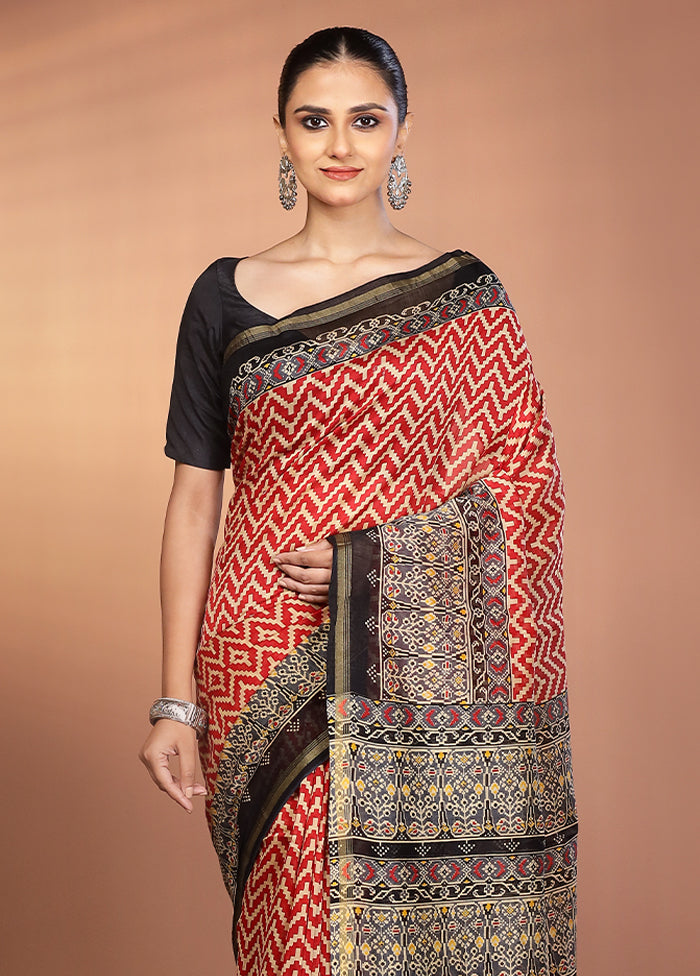 Multicolor Chanderi Silk Saree With Blouse Piece