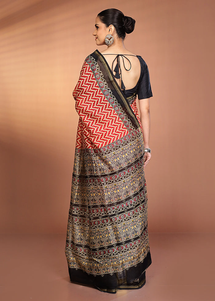 Multicolor Chanderi Silk Saree With Blouse Piece