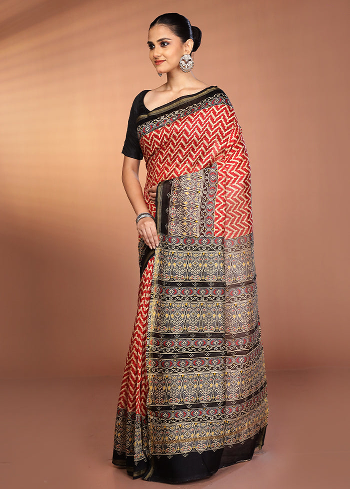 Multicolor Chanderi Silk Saree With Blouse Piece
