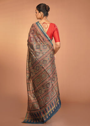 Blue Chanderi Silk Saree With Blouse Piece