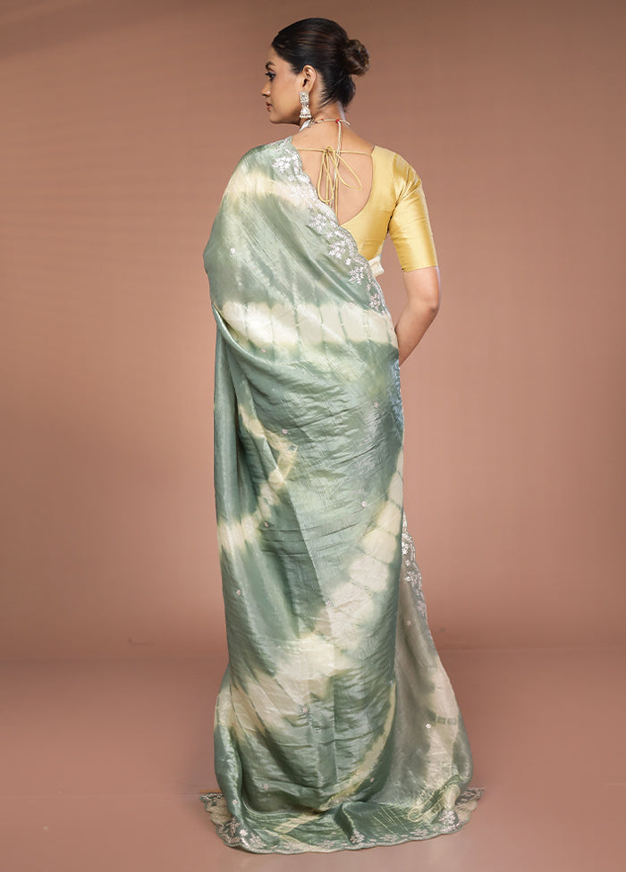 Green Tissue Silk Saree With Blouse Piece