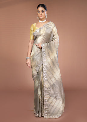 Grey Tissue Silk Saree With Blouse Piece