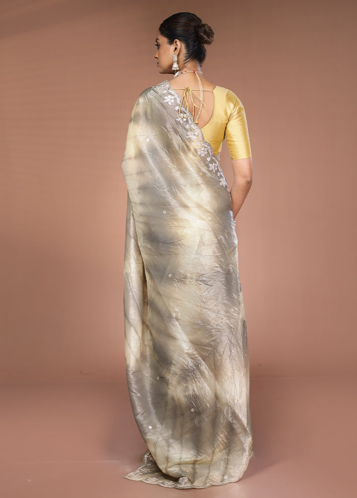 Grey Tissue Silk Saree With Blouse Piece