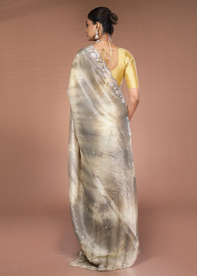 Grey Tissue Silk Saree With Blouse Piece