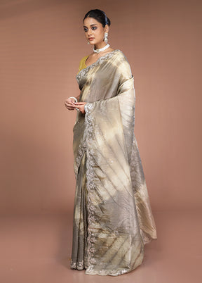 Grey Tissue Silk Saree With Blouse Piece