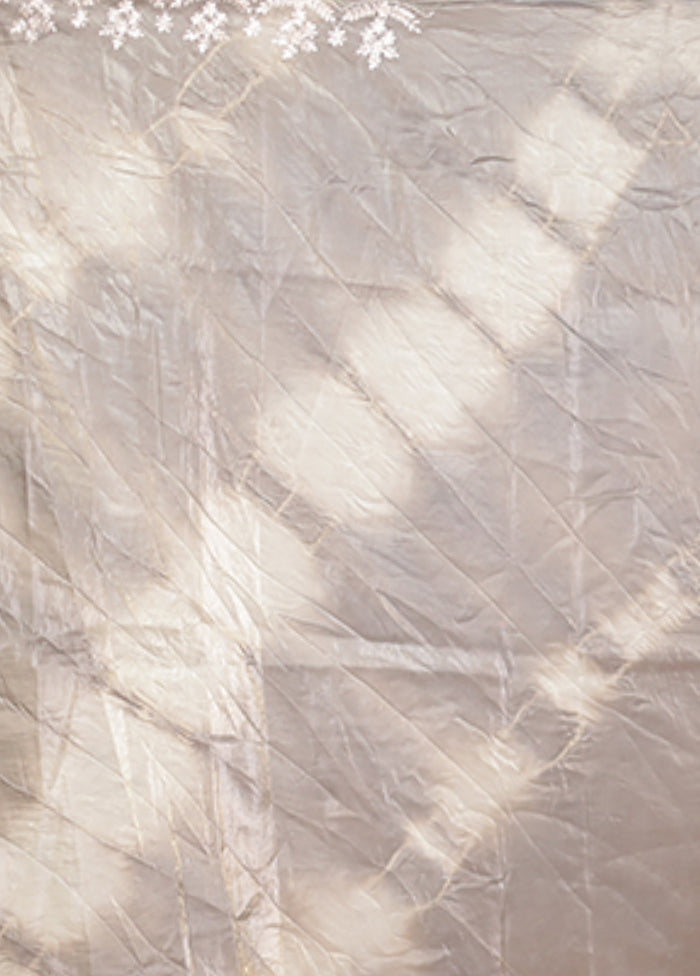 Grey Tissue Silk Saree With Blouse Piece