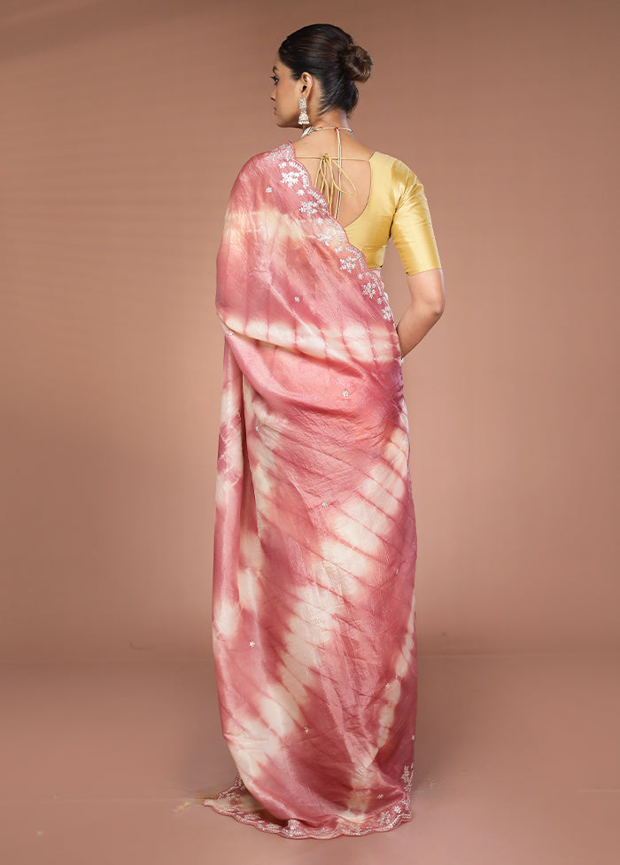 Pink Tissue Silk Saree With Blouse Piece