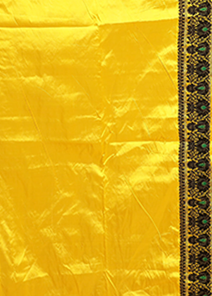 Yellow Handloom Assam Pure Silk Saree With Blouse Piece