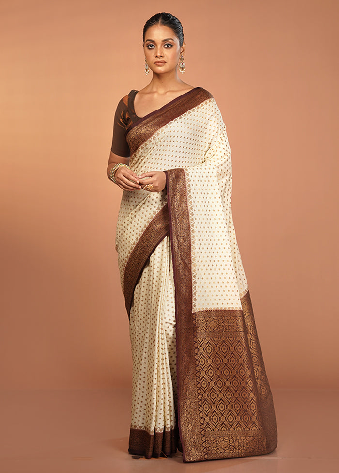 White Dupion Silk Saree With Blouse Piece